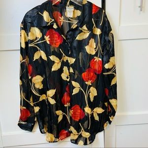 women black floral bottom down blouse